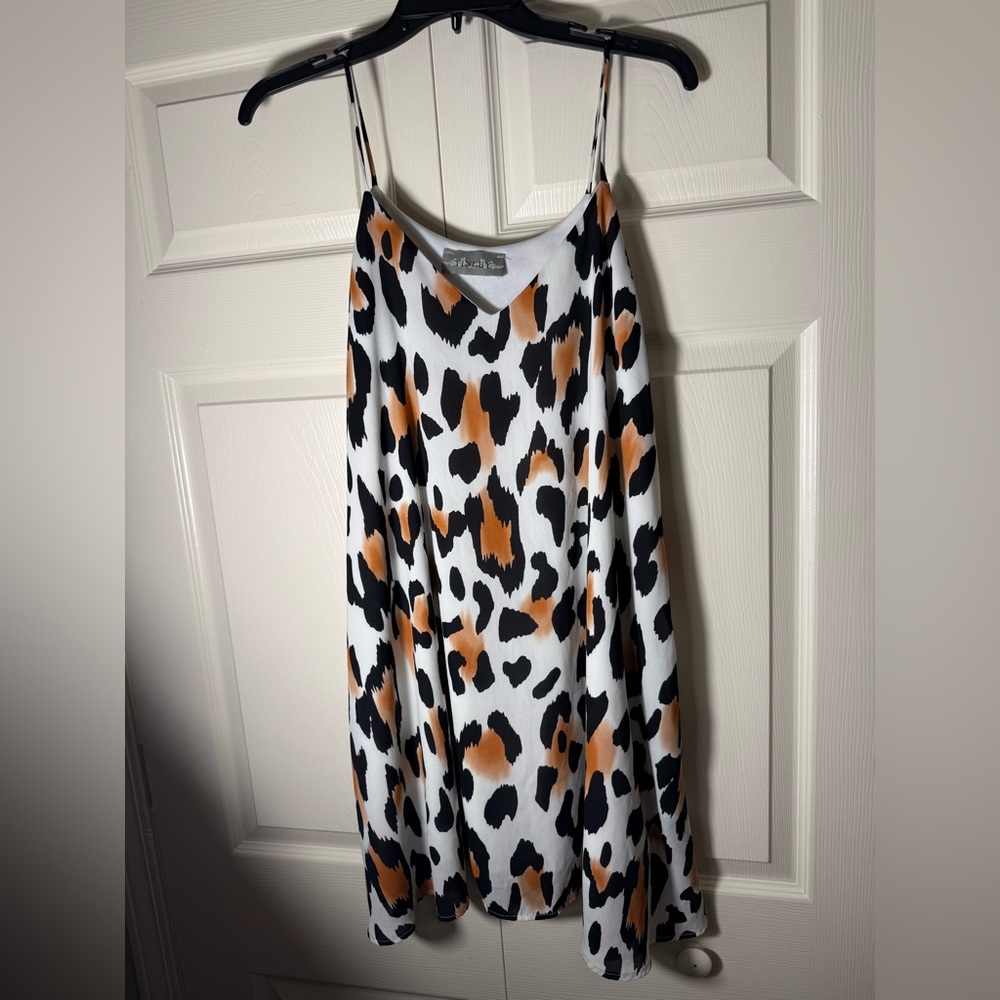 Tinley Women’s Mini Spaghetti Strap Leopard Print Dress